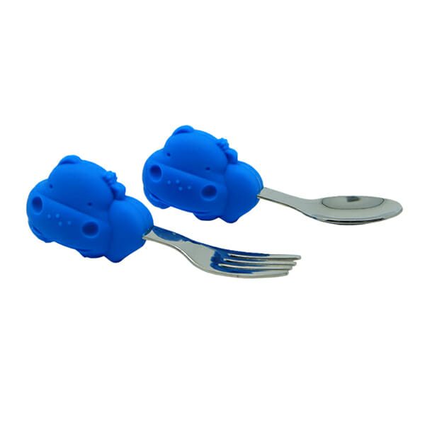 Marcus Marcus Lucas Blue Hippo Palm Grasp Spoon and Fork Set much more enjoyable design and color for junior.