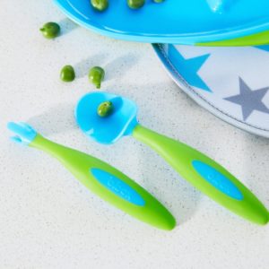 B.Box Ocean Breeze Toddler Cutlery Set made up of PP and TPE and dishwasher safe.