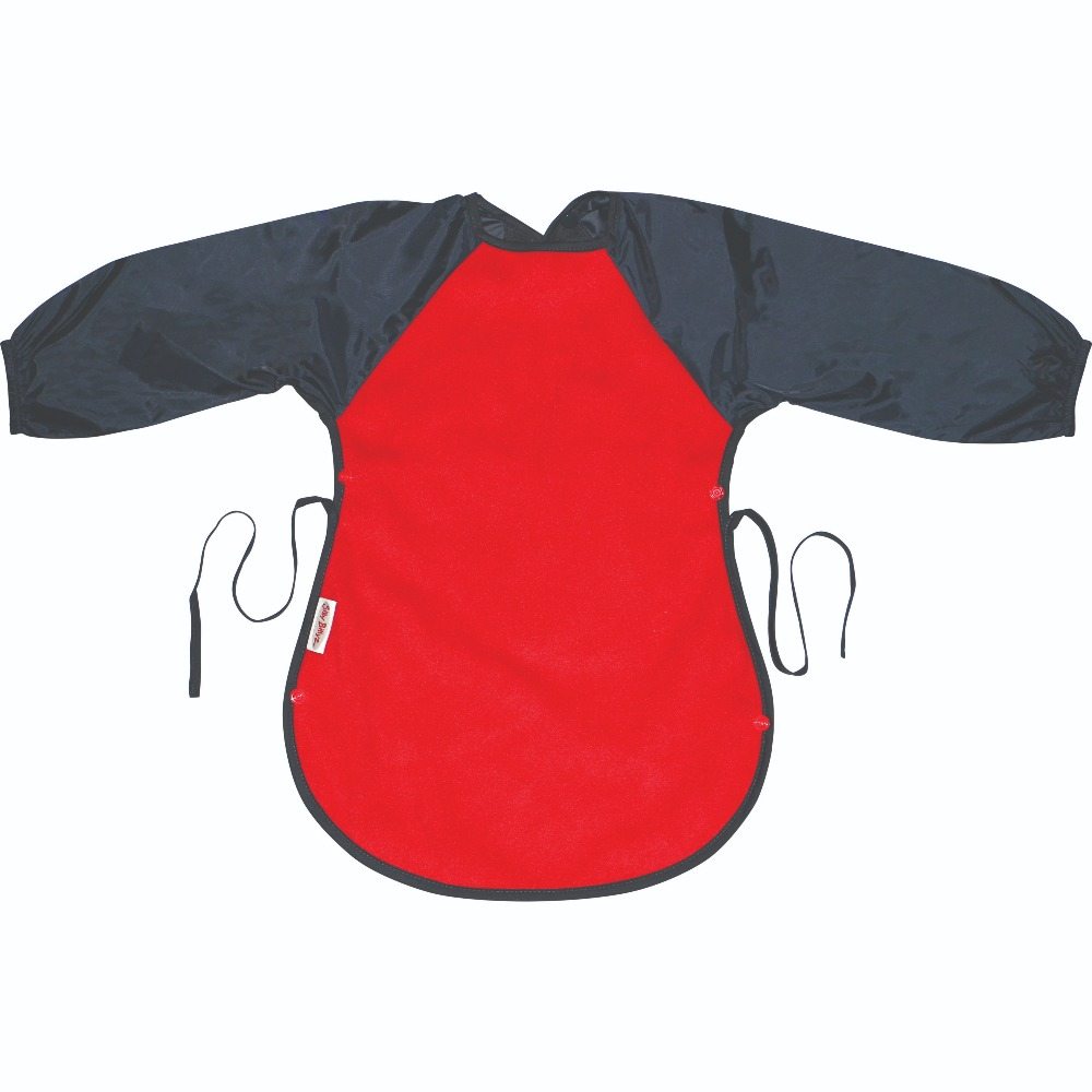 Silly Billyz RED-NAVY Messy Eater Bibs Fleece very clever side press studs clip to create a food catching pocket.