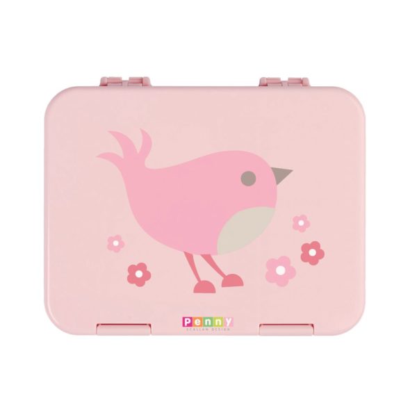Penny Scallan Chirpy Bird Large Bento Box sweet light pink and a cute pink bird.