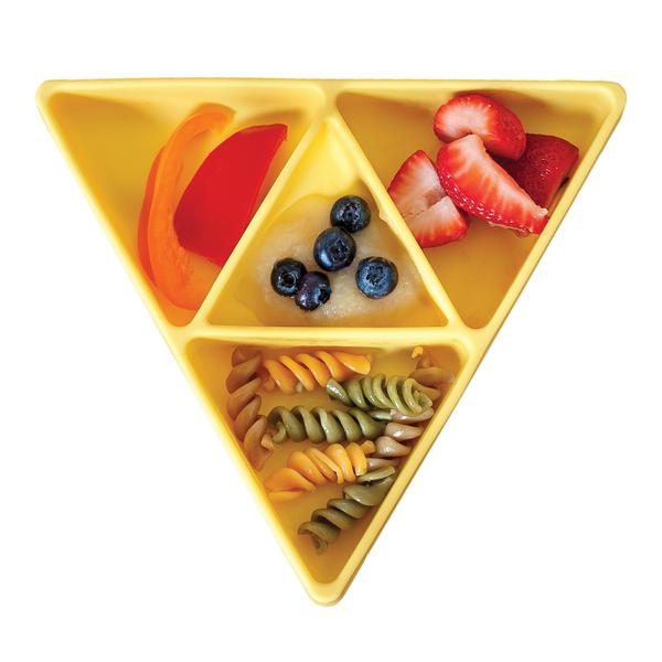 Bumkins Triangle Silicone Suction Plate Nintendo Tri Force perfectly sized for toddlers portions to lessen the mess.