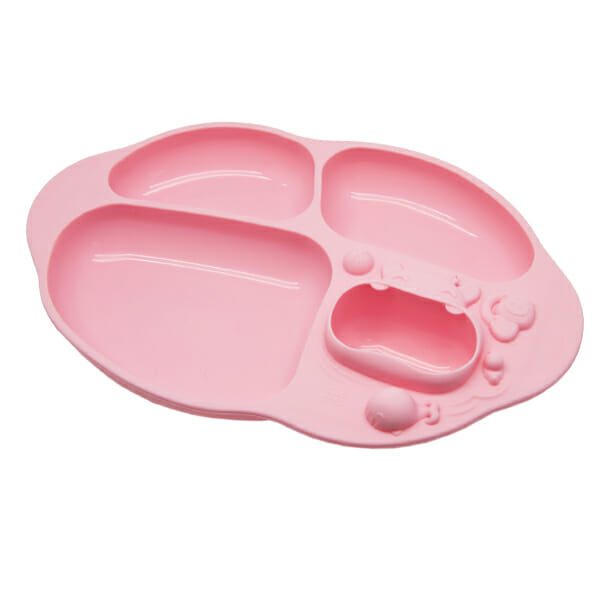 Marcus Marcus POKEY Pink Piglet Yummy Dips Suction Divided Plate has a strong suction base with very round corners for easy scooping.