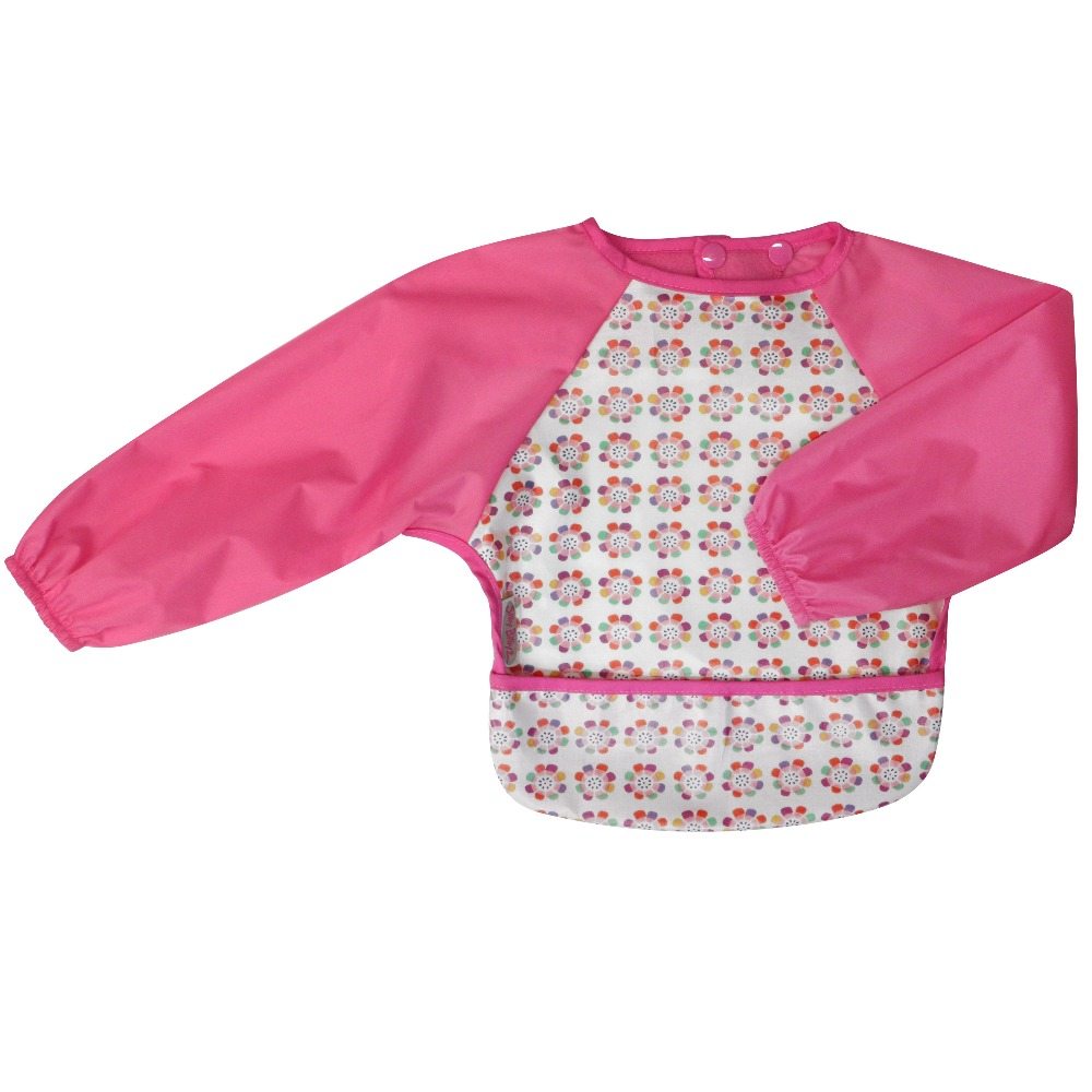 Sillyz Billys Sweet Design Pink Long Sleeve Bibs Wipe Clean, with soft nylon perfectly for babies.
