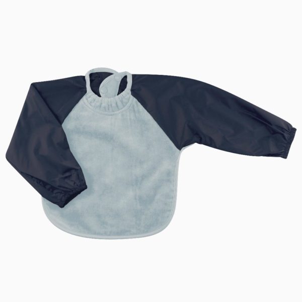 Sillyz Billys Dusty Blue Navy Long Sleeve Bibs Towel, for both feeding and messy playtime with a water-resistant nylon to keep clothing and kids clean and dry and perfectly all-rounder.