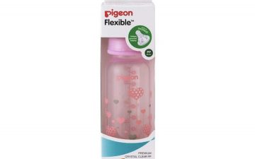 Pigeon Slim Neck Flexible™ Bottle 240ml Bottle Pink Hearts (PP)