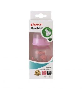 Pigeon Slim Neck Flexible™ Bottle 120ml Pink Hearts (PP)
