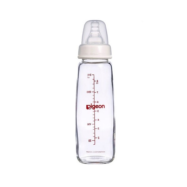 The Pigeon Slim Neck Flexible™ Bottle 240ml (GLASS) is a slim neck bottle for use with Flexible™ Peristaltic Teats.