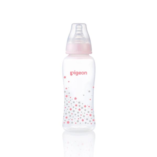 Pigeon Slim Neck Flexible™ Bottle 250ml Pink Stars (CRYSTAL PP)