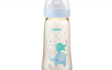 Pigeon Wide Neck SofTouch™ Bottle 330ml Blue Elephant (PPSU)
