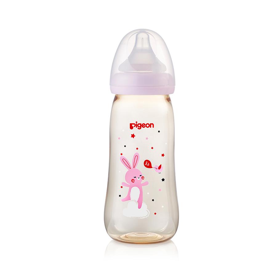 Pigeon Wide Neck SofTouch™ Bottle 330ml Pink Rabbit (PPSU)