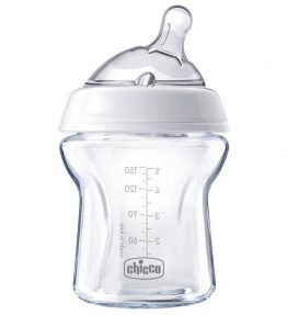 Chicco Nursing Glass Bottle: NaturalFeeling – 150ml 0m+ Teat