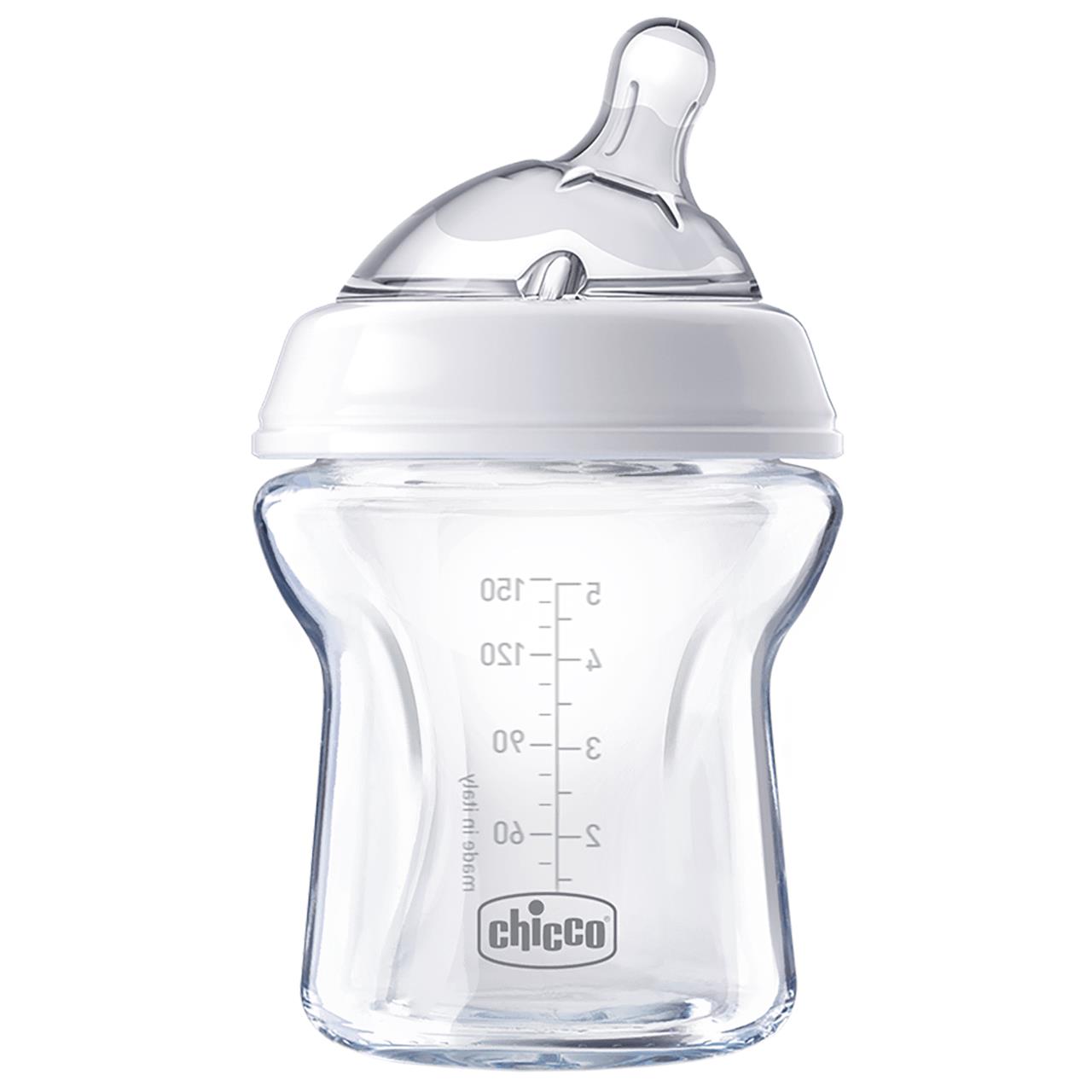 Chicco Nursing Glass Bottle: NaturalFeeling – 150ml 0m+ Teat