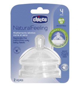 Chicco Nursing Teat: NaturalFeeling - 4m+ Adj Flow 2pk