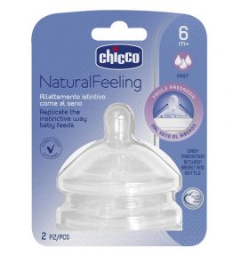 Chicco Nursing Teat: NaturalFeeling - 6m+ Fast Flow 2pk